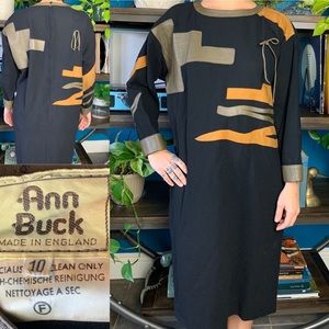Vintage | Dresses | Rare Vtg 7s Ann Buck Leather Suede Trim Dress